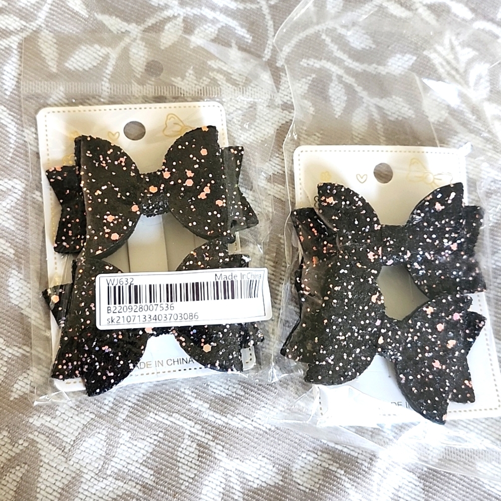 Black glitter bow